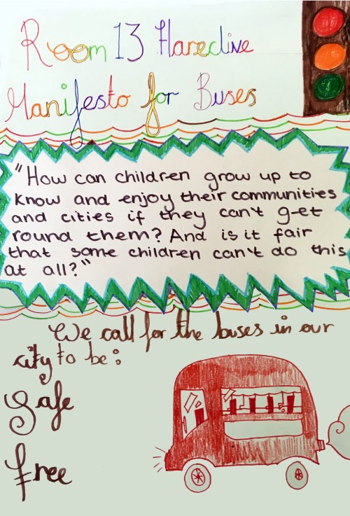 A bus manifesto written by a child.